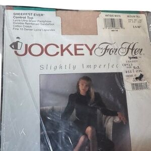 JOCKEY FOR HER SHEEREST EVER ULTRA CNTRL TOP PANTYHOSE ANTQUE WHITE M Tall